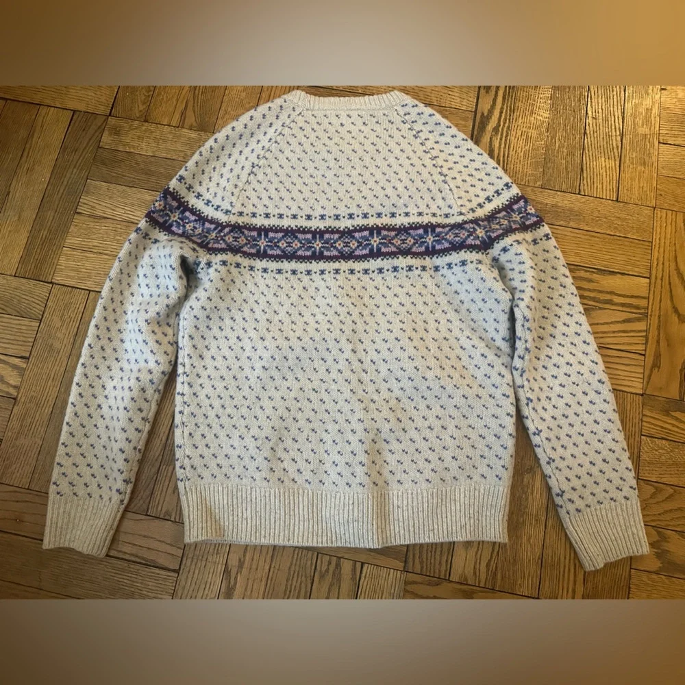 J Crew Lambswool Fair Isle sweater with bird's eye size small